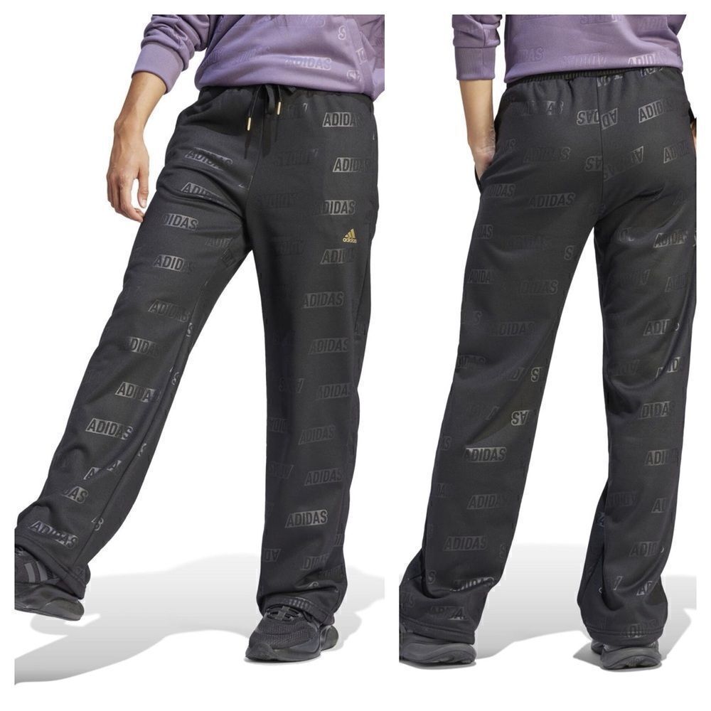 NWT ADIDAS Embossed Monogram Wide Leg Jogging Pants Regular Fit